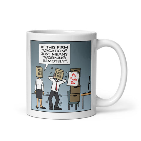 BigLawFail Comics Working Remotely Mug Front